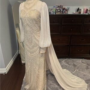 Elegant Cream Embellished Gown size 6